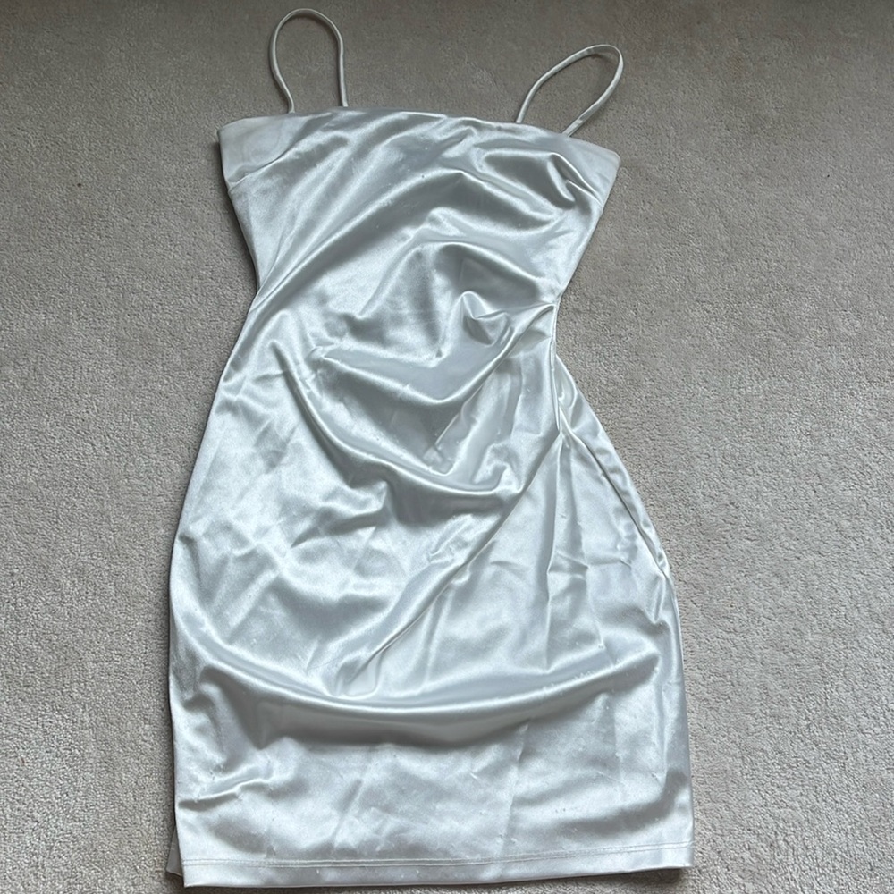 windsor white satin dress size xs